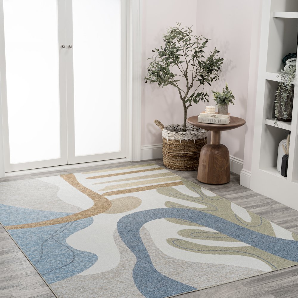 Algae Abstract Glam Botanical Machine-Washable Area Rug