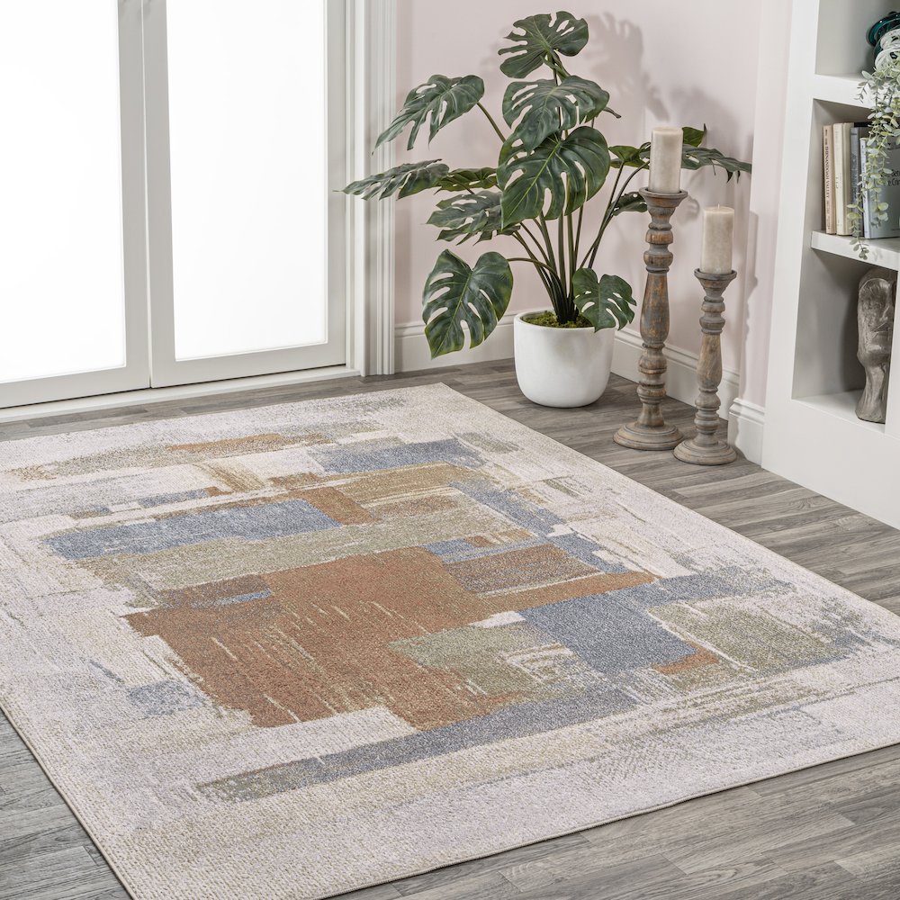Weaver Abstract Coastal Watercolor Machine-Washable Area Rug