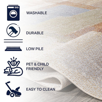 Weaver Abstract Coastal Watercolor Machine-Washable Runner Rug