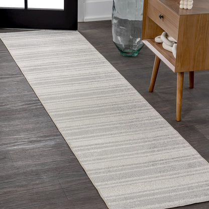 Fawning Two-Tone Striped Classic Low-Pile Machine-Washable Runner Rug