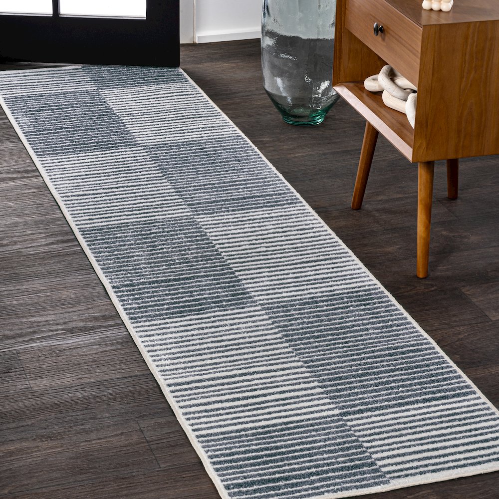 Shutter Minimalist Striped Plaid Machine-Washable Runner Rug
