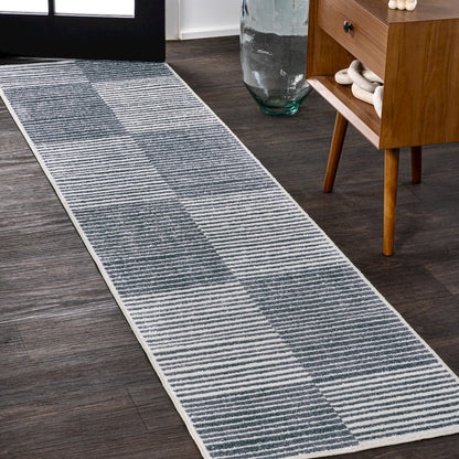 Shutter Minimalist Striped Plaid Machine-Washable Runner Rug
