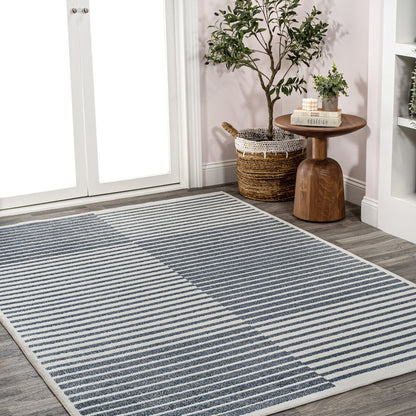 Shutter Minimalist Striped Plaid Machine-Washable Area Rug