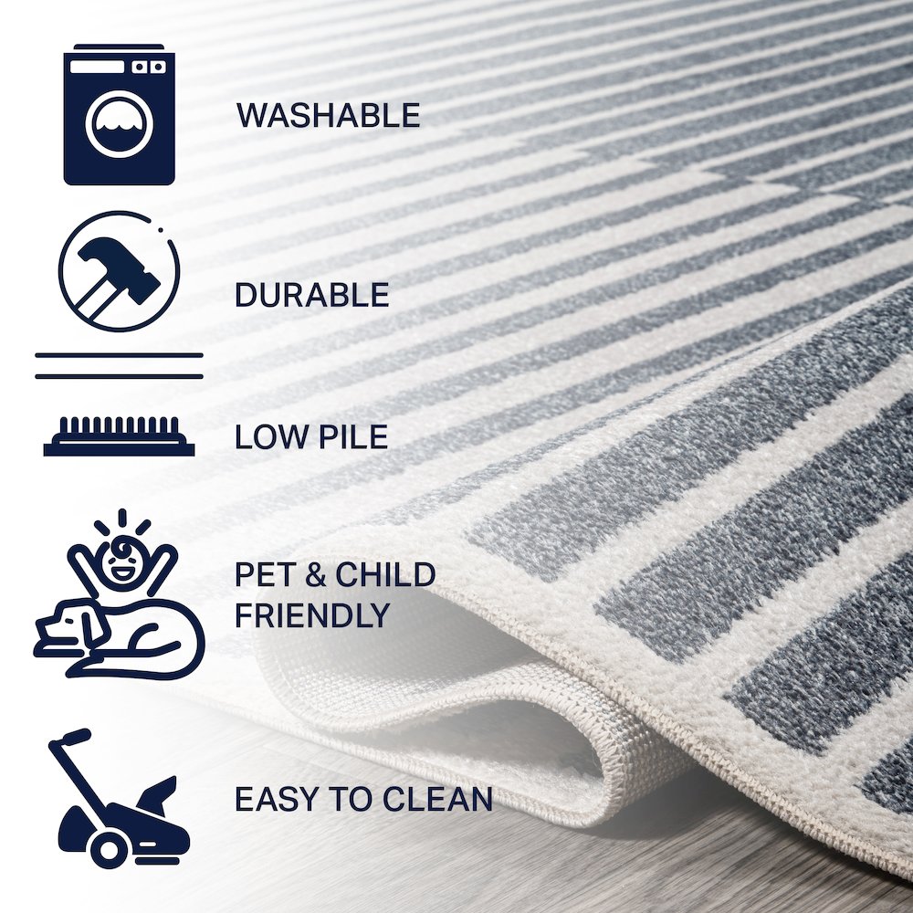 Shutter Minimalist Striped Plaid Machine-Washable Runner Rug