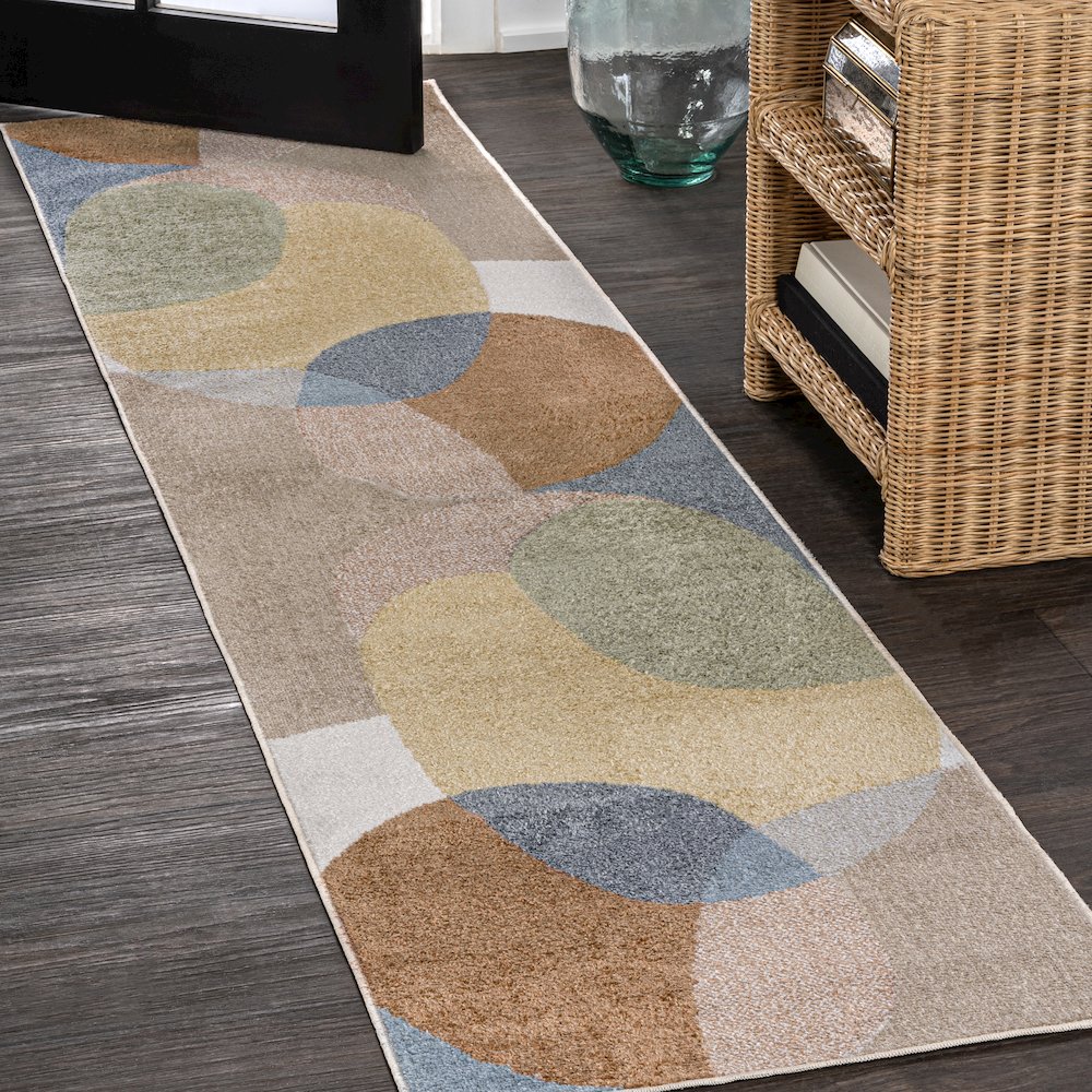 Pebble Geometric Kids & Novelty Machine-Washable Runner Rug