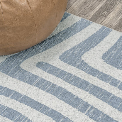 Maze Abstract Two-Tone Low-Pile Machine-Washable Runner Rug