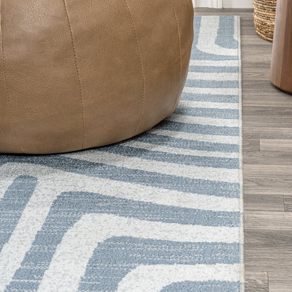 Maze Abstract Two-Tone Low-Pile Machine-Washable Runner Rug