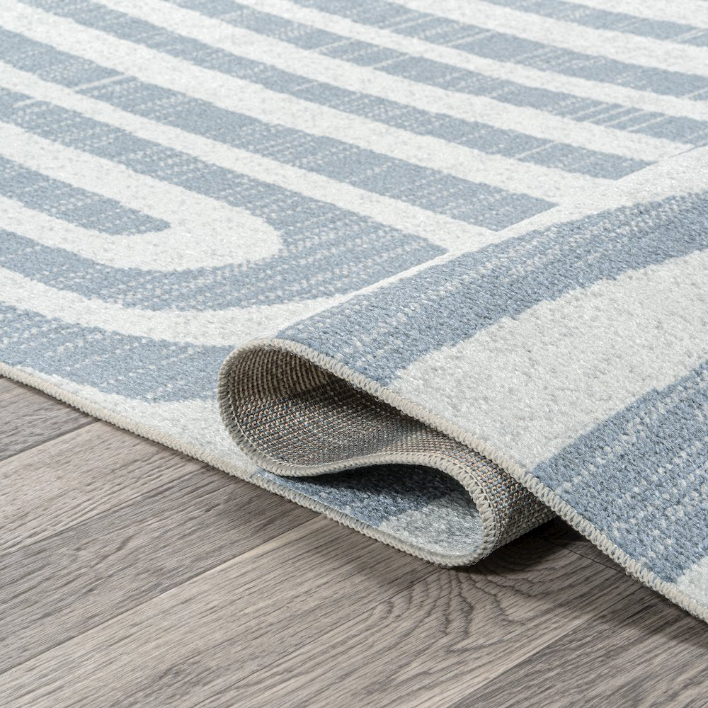 Maze Abstract Two-Tone Low-Pile Machine-Washable Runner Rug