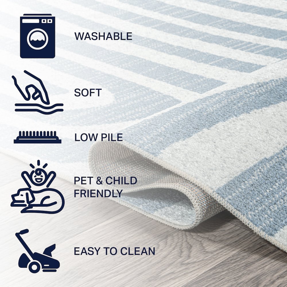 Maze Abstract Two-Tone Low-Pile Machine-Washable Runner Rug