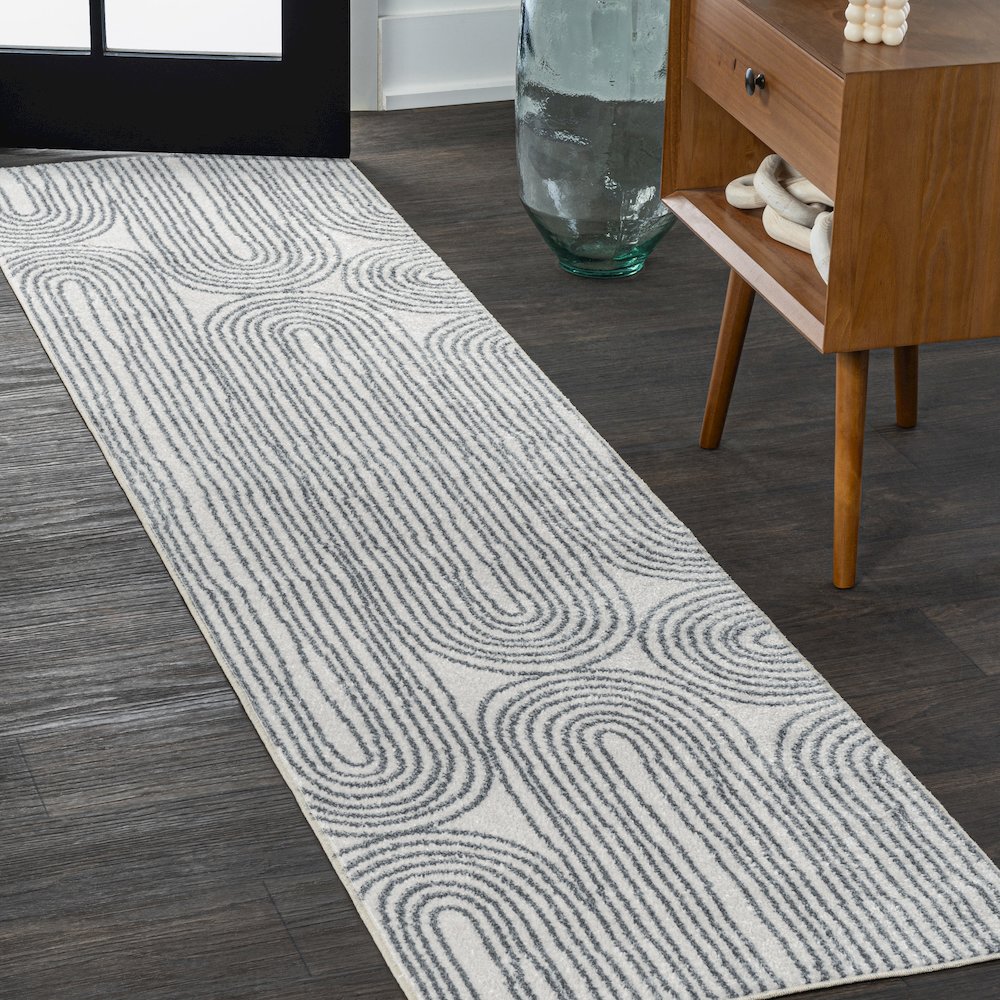 Doodle Contemporary Glam Geometric Machine-Washable Runner Rug