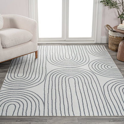 Doodle Contemporary Glam Geometric Machine-Washable Area Rug