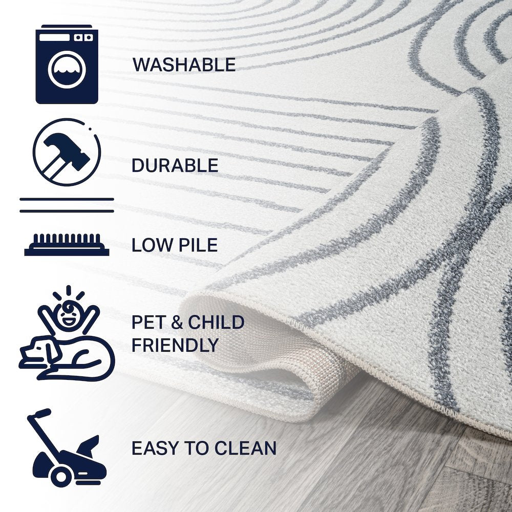 Doodle Contemporary Glam Geometric Machine-Washable Runner Rug