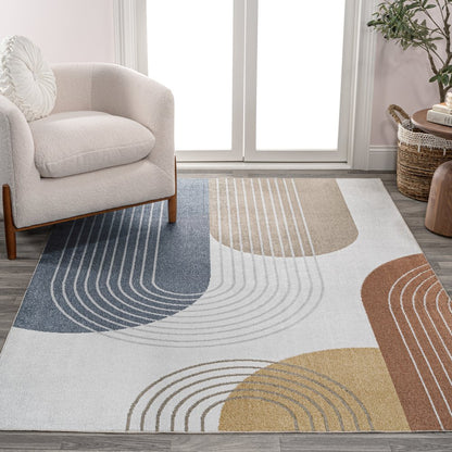 Arches Contemporary Minimalist Machine-Washable Area Rug