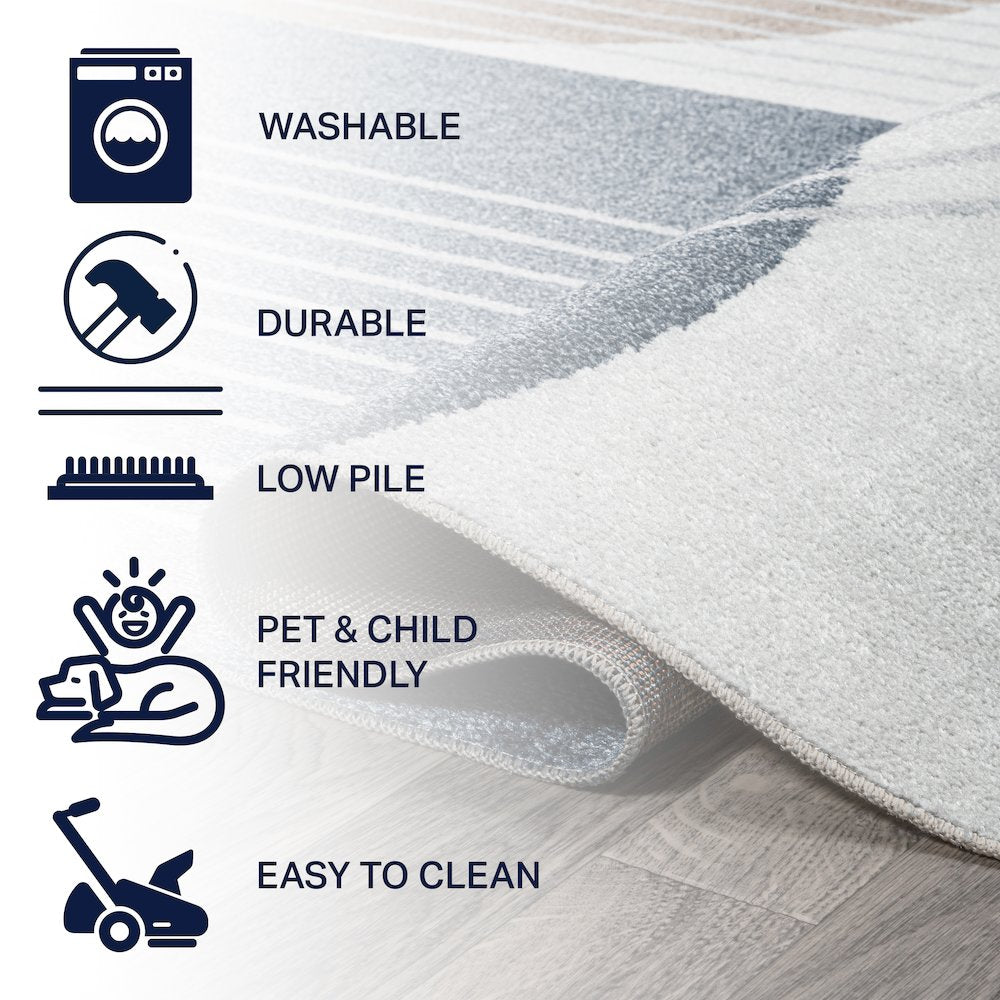 Arches Contemporary Minimalist Machine-Washable Runner Rug