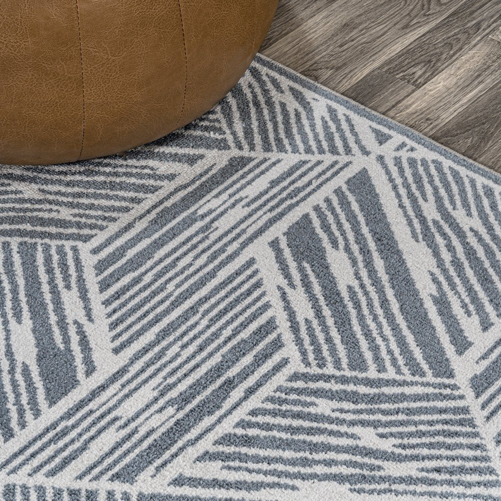 Vector Modern Coastal Geometric Machine-Washable Runner Rug
