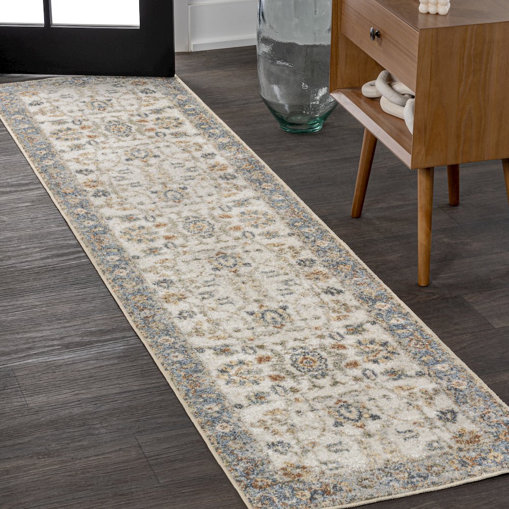 Hiero Persian Border Low-Pile Machine-Washable Runner Rug