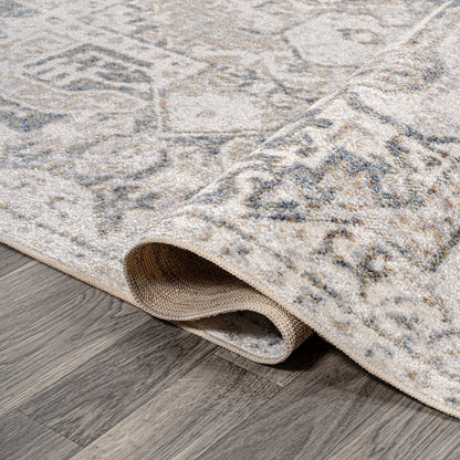 Edith Distressed Medallion Low-Pile Machine-Washable Runner Rug