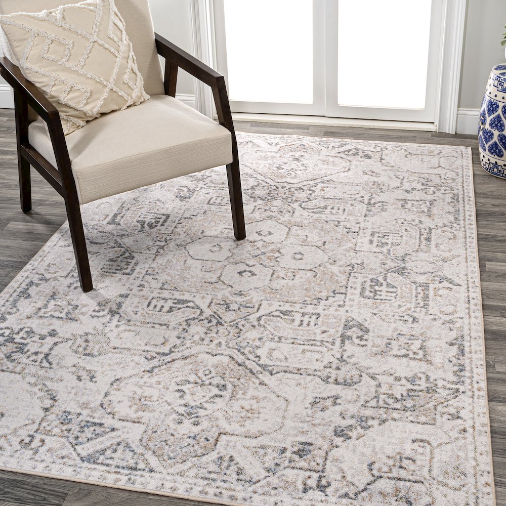 Edith Distressed Medallion Low-Pile Machine-Washable Area Rug