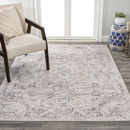 Edith Distressed Medallion Low-Pile Machine-Washable Area Rug