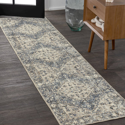 Pavel Distressed Medallion Low-Pile Machine-Washable Runner Rug