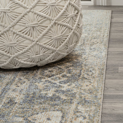 Pavel Distressed Medallion Low-Pile Machine-Washable Runner Rug