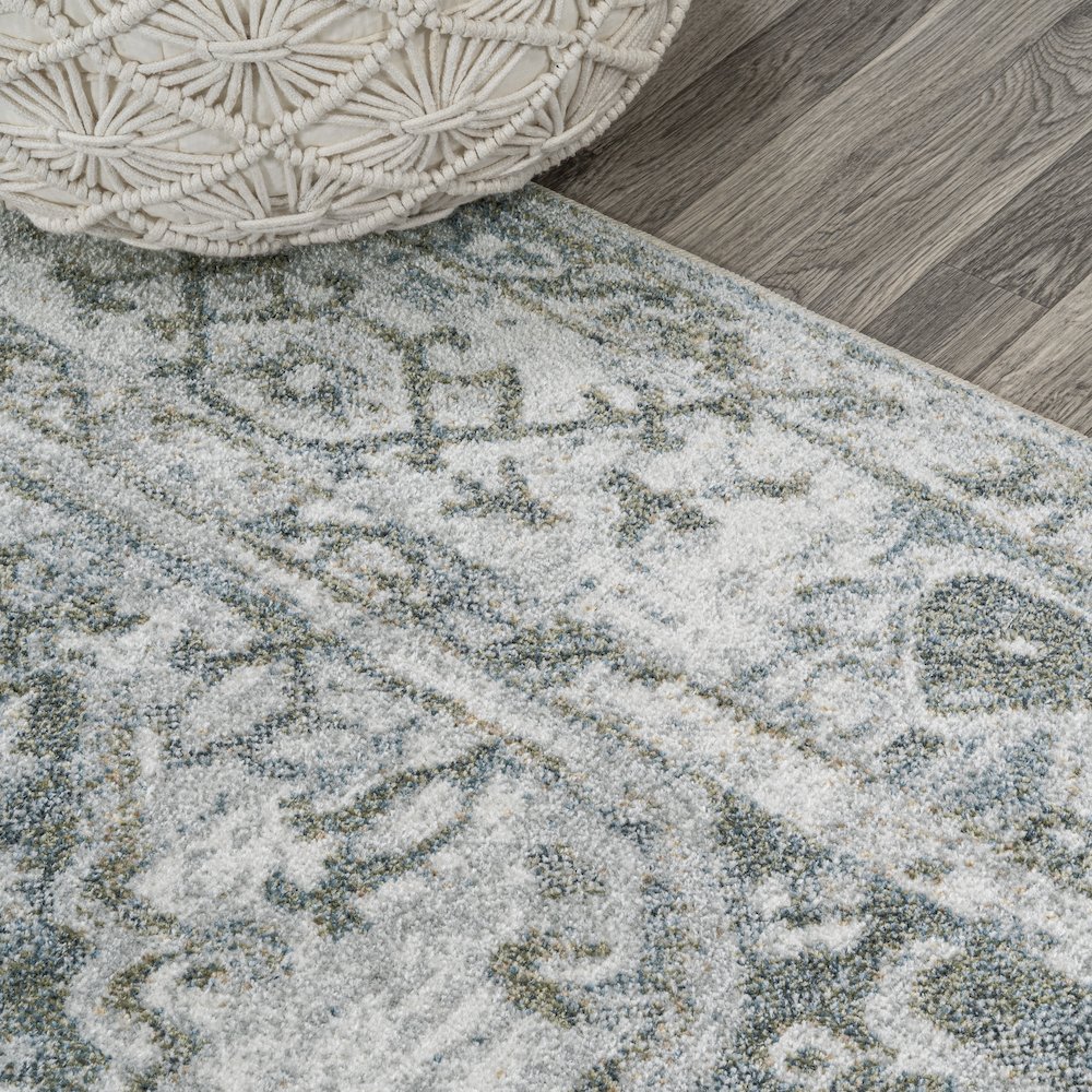 Pavel Distressed Medallion Low-Pile Machine-Washable Runner Rug