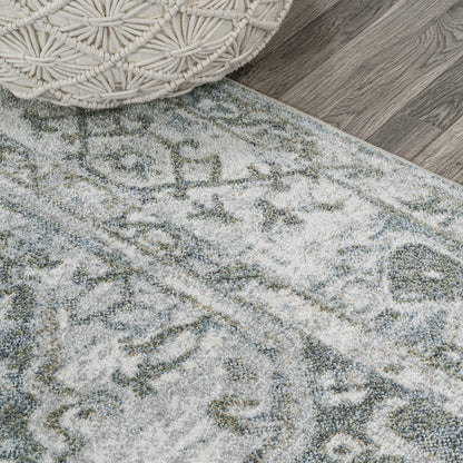 Pavel Distressed Medallion Low-Pile Machine-Washable Runner Rug