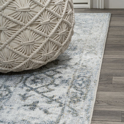 Pavel Distressed Medallion Low-Pile Machine-Washable Runner Rug