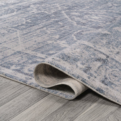 Shaii Global Medallion Low-Pile Machine-Washable Runner Rug