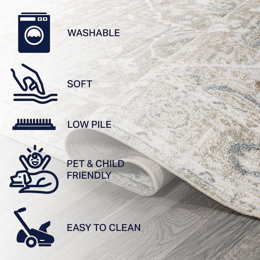 Shaii Global Medallion Low-Pile Machine-Washable Runner Rug