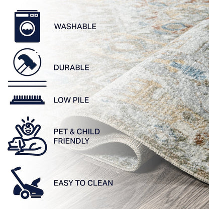 Shaemus Bohemian Medallion Low-Pile Machine-Washable Runner Rug