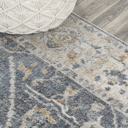 Brandy Rustic Border Low-Pile Machine-Washable Runner Rug