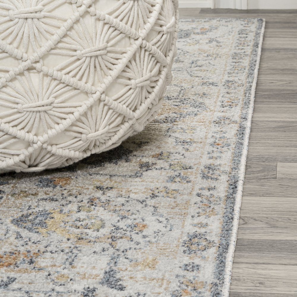 Brandy Rustic Border Low-Pile Machine-Washable Runner Rug