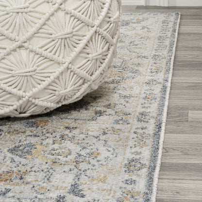 Brandy Rustic Border Low-Pile Machine-Washable Runner Rug