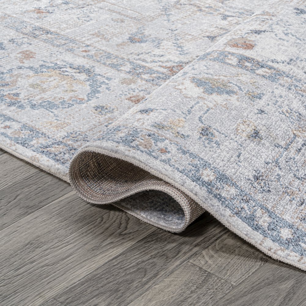 Brandy Rustic Border Low-Pile Machine-Washable Runner Rug