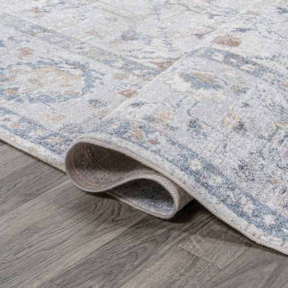 Brandy Rustic Border Low-Pile Machine-Washable Runner Rug