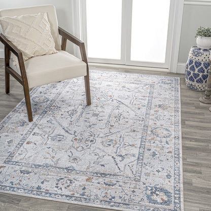 Brandy Rustic Border Low-Pile Machine-Washable Area Rug