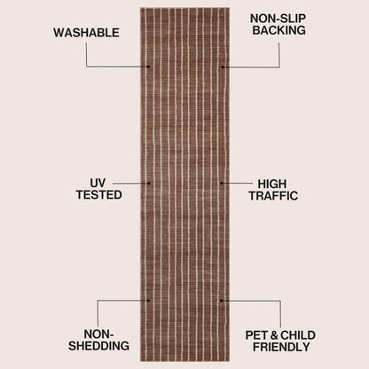 Orton Distressed Ticking Stripe Non-Slip Machine-Washable Indoor Runner Rug