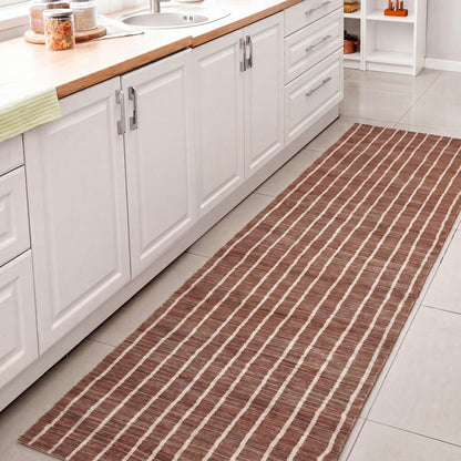Orton Distressed Ticking Stripe Non-Slip Machine-Washable Indoor Runner Rug
