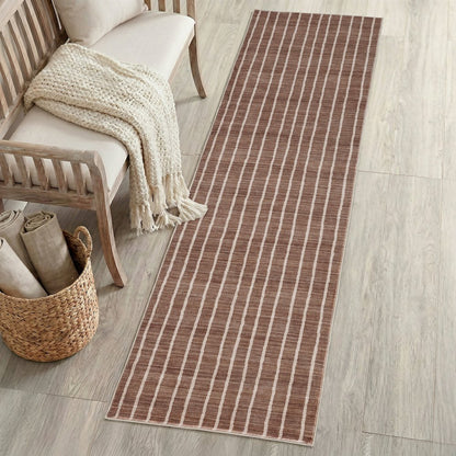 Orton Distressed Ticking Stripe Non-Slip Machine-Washable Indoor Runner Rug
