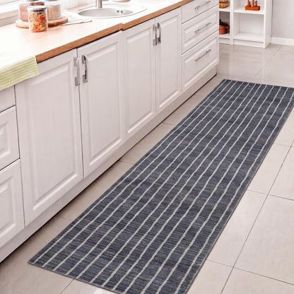 Orton Distressed Ticking Stripe Non-Slip Machine-Washable Indoor Runner Rug
