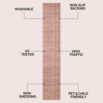 Orton Distressed Ticking Stripe Non-Slip Machine-Washable Indoor Runner Rug