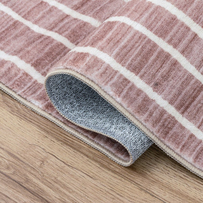 Orton Distressed Ticking Stripe Non-Slip Machine-Washable Indoor Runner Rug