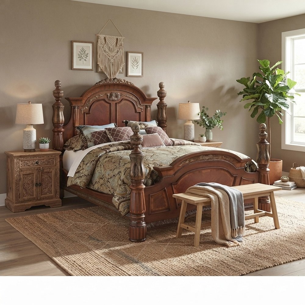 Starlight Canyon Home Canopy Bed Frame with Solid Wood