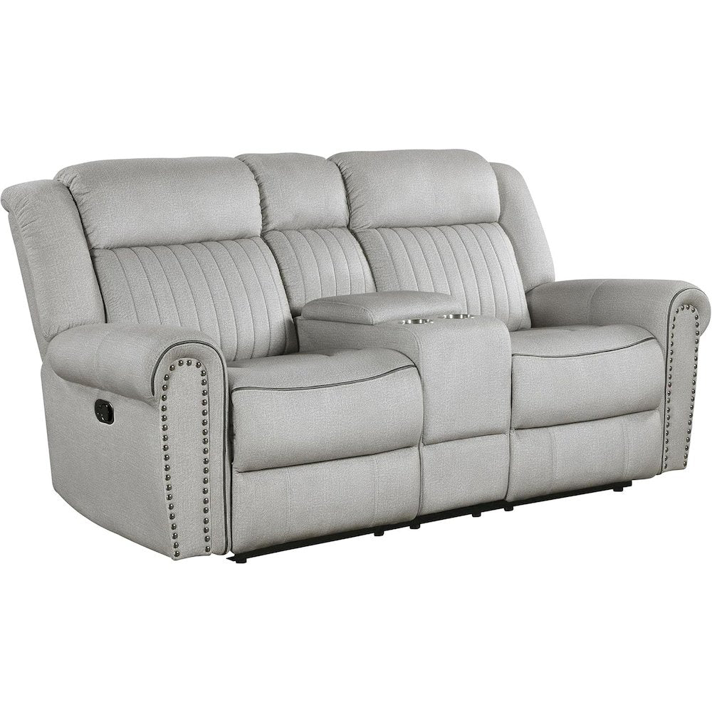Lexicon Brennen Microfiber Double Reclining Love Seat in Mist