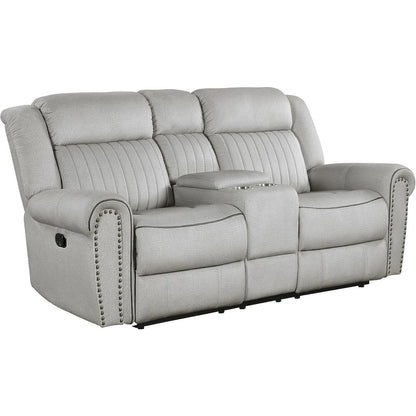 Lexicon Brennen Microfiber Double Reclining Love Seat in Mist