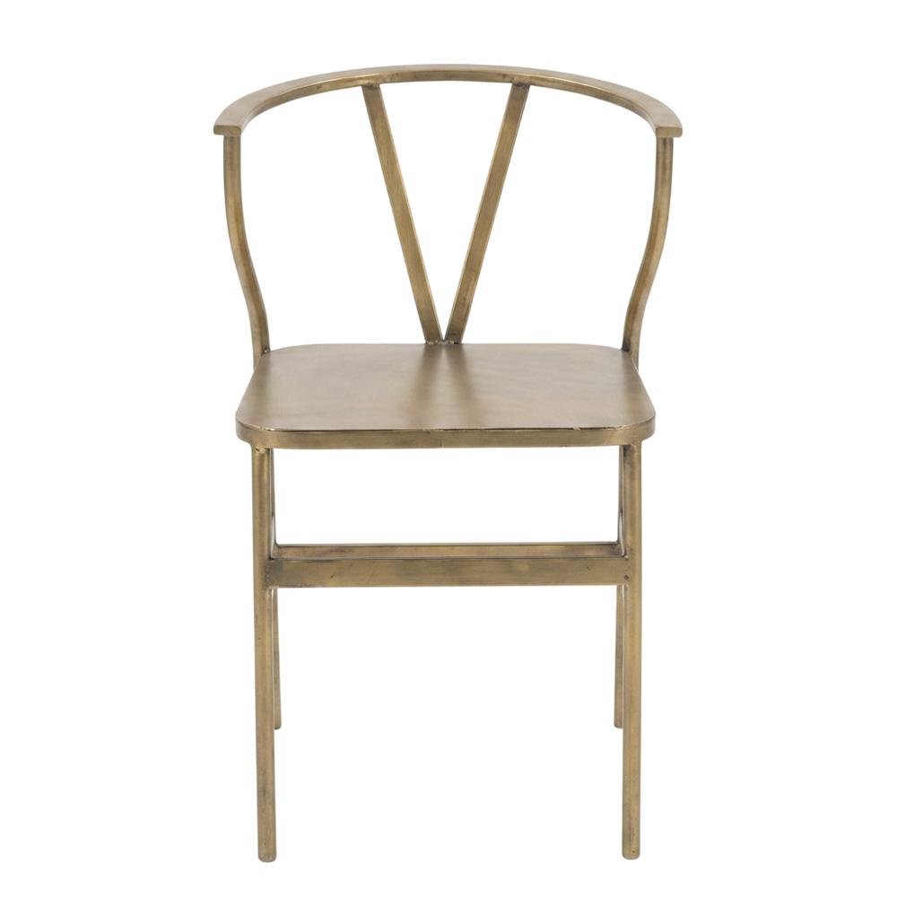 Antique Brass Finish Metal Wishbone Chair