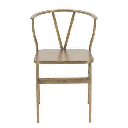 Antique Brass Finish Metal Wishbone Chair