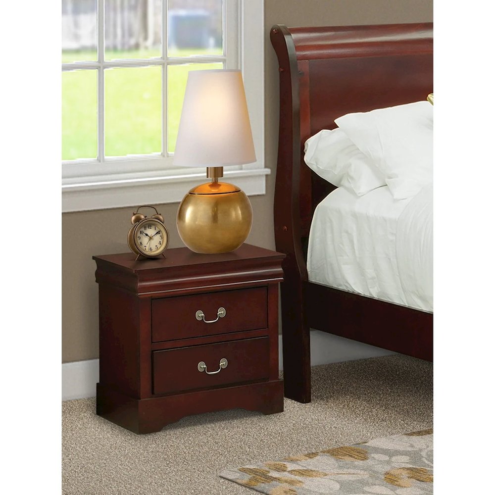 East West Furniture 1-Piece mid century Wooden Night Stand with 2 Wood Drawers for Bedroom – Walnut Finish