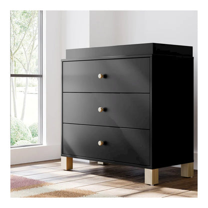 California 3 Drawer Chest With Topper - Black with Driftwood